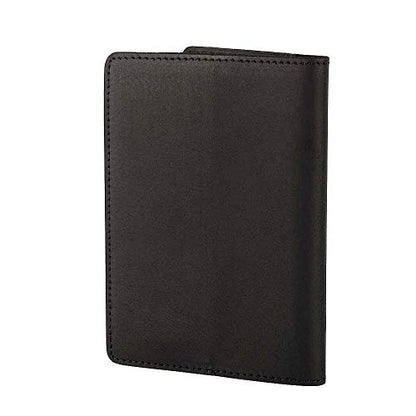 Genuine Leather Passport Holder Travel Wallet RFID Passport Cover Case for Women Men (Black) - color: Black