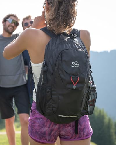WATERFLY Lightweight Packable Hiking Backpack: 30L Foldable Travel Daypack Ultralight Camping Day Pack for Woman Man - color: Black
