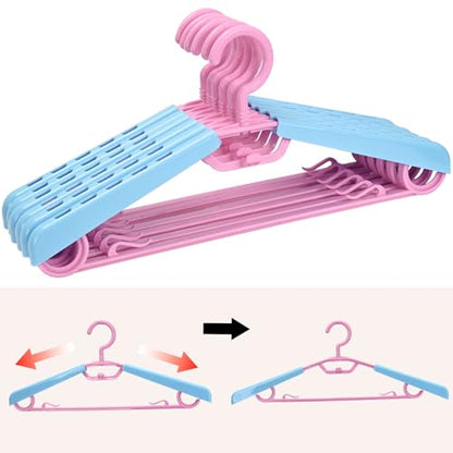 6-Pack Heavy Duty Plastic Extra-Wide Arm 15"-23" Suits Clothes Hangers with Swivel Hooks,Perfect for Coat,Jacket,Dress,Shirt,Trousers or Closet Space Saving,Pink - color: Pink+light Blue