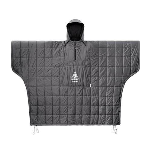 ONETIGRIS Camping Blanket Poncho with with Recycled Synthetic Insulation,Wearable Hoodie Blanket | Ultralight Water-Resistant Warm Camping Blanket for Outdoor, Hiking, Stadium - color: 2pcs-grey