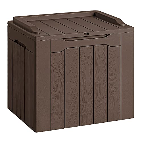 Devoko 30 Gallon Resin Deck Box Outdoor Indoor Waterproof Storage Box for Patio Furniture Pool Accessories Storage for Cushion Garden Tools (30 Gallon, Brown) - color: Brown, size: 30 Gallon 1 Pack