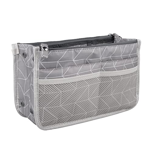 Vercord Updated Purse Handbag Organizer Insert Liner Bag in Bag 13 Pockets Lighr Grey Medium - color: Light Grey, size: Medium