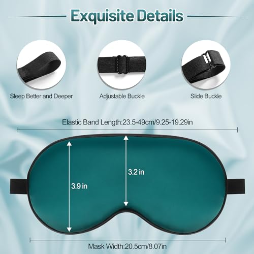 Sleep Mask, Silk Eye Mask for Sleeping with Adjustable Strap, Satin Blackout Sleeping Eye Mask for Men&Women, Comfortable Blindfold Eyeshade for Night Sleep (Dark Green) - color: Green