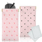 Glasses Case Soft, Eyeglass Cases for Women Portable Squeeze Top PU Leather 2 Pack Glasses Pouch with Cleaning Cloth - color: 2pcs Pink Heart Print