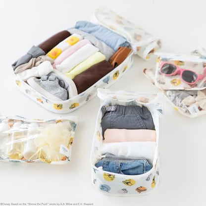 Bumkins Disney Packing Cubes and TSA Approved Pouches for Travel Bag, Organize Luggage with Compression Bags, Essential Traveling Accessories to Pack Clothes, Toiletries, Carryon, 5-pc Winnie the Pooh - color: B4 Winnie the Pooh-set