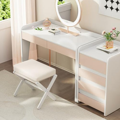 BAMBOOHOMIE Foldable Foot Stool Ottoman, Modern Foot Rest with Bamboo X Legs & Thick Foam Cushion, Folding Foot Stools Small Padded for Bedroom Living Room, Footstool for Chair Couch (White - White) - color: White - White