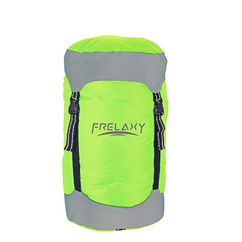 Frelaxy Compression Sack, 40% More Storage! 11L/18L/30L/45L/52L Compression Stuff Sack, Water-Resistant & Ultralight Sleeping Bag Stuff Sack - Space Saving Gear for Camping, Hiking - color: Neon Green, size: Large