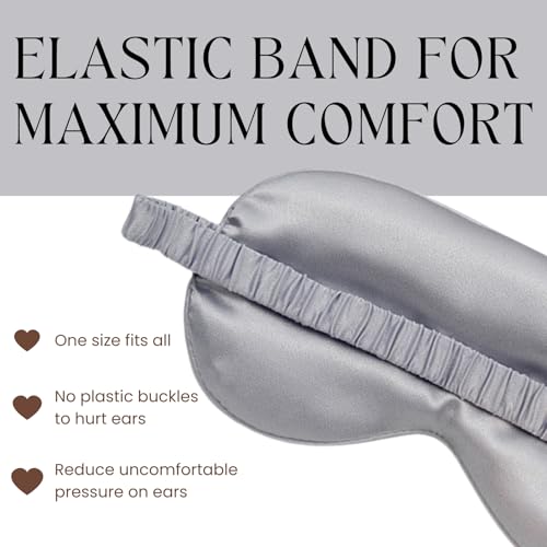 Silk Satin Sleeping Eye Mask, Silvergrey Sleep Eye Mask Night Blindfold for Women and Men, Soft Breathable Blackout Eyeshade Eye Cover for Travel, Wedding Bridesmaid Gift - color: Silvergrey