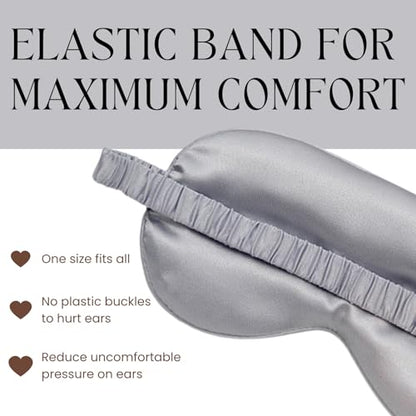 Silk Satin Sleeping Eye Mask, Silvergrey Sleep Eye Mask Night Blindfold for Women and Men, Soft Breathable Blackout Eyeshade Eye Cover for Travel, Wedding Bridesmaid Gift - color: Silvergrey