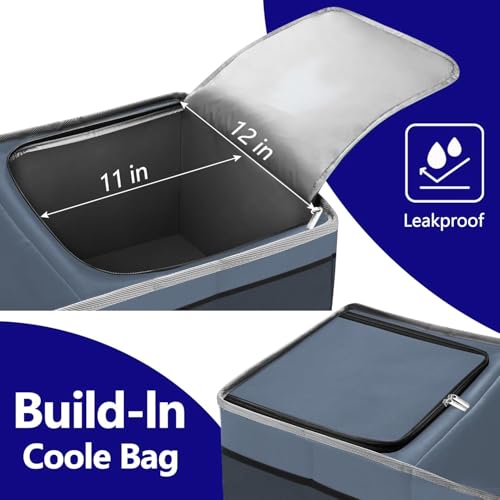 Trunk Organizer with Built-in Insulated Leak Proof Cooler Bag,Collapsible Cargo Organizer for SUV with Non Slip Bottom Strips,3 Large Compartments Foldable Waterproof Portable Car Storage Box XL - color: Grey with Cooler Bag