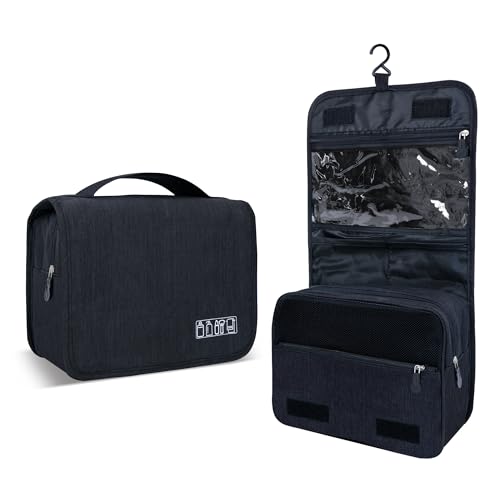 Portable Hanging Toiletry Bag for Travel, Small Multifunctional Makeup Cosmetic Bag for Women, Waterproof Travel Toiletries Organizer, Shower Bathroom Pouch with Hook for Gym, Camping, Business Trips - color: Lao Black