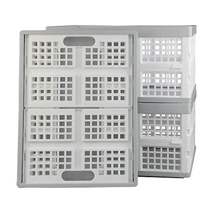 Vababa 28 L Plastic Collapsible Storage Bins, Stacking Utility Foldable Basket, Set of 3 - size: 28 L