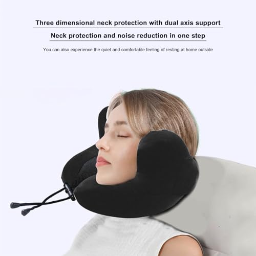 Noise-Canceling Memory Foam Travel Pillow for Long Flights - Ergonomic Neck Support, Adjustable & Portable with Storage Box - Best for Airplane, Office Naps, Business Trips (Grey)