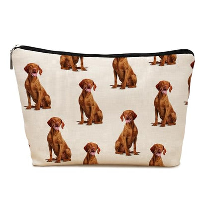 Vizsla Dog Makeup Bag, Vizsla Lovers Gifts Cosmetic Bag for Women, Dog Mom Lovers Owner Gifts for Women Christmas, Pet Lover Gift Zipper Travel Makeup Pouch for Purse - color: vizsla