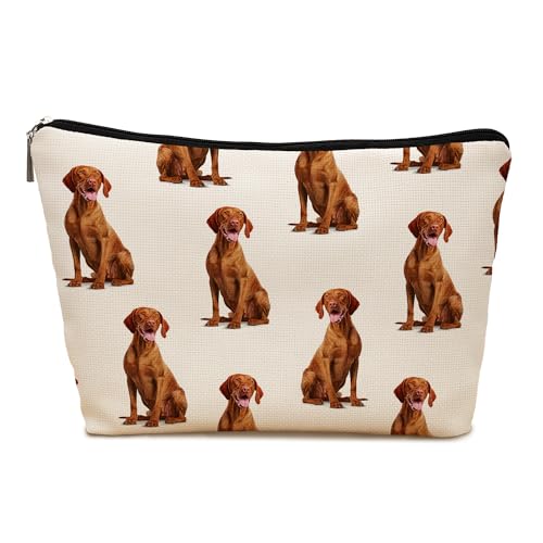 Vizsla Dog Makeup Bag, Vizsla Lovers Gifts Cosmetic Bag for Women, Dog Mom Lovers Owner Gifts for Women Christmas, Pet Lover Gift Zipper Travel Makeup Pouch for Purse - color: vizsla