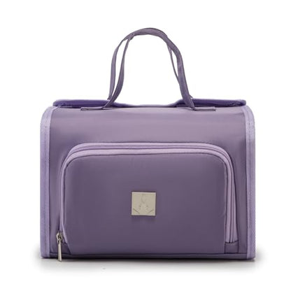 ROYALFAIR Roll Up Makeup Bag, Waterproof Toiletry Bag for Women, Hanging Travel Organizer bags with Jewelry Organizer Compartment, Extra Large 4 Clear TSA Approved Pouches Cosmetic Makeup (violet) - color: Purple