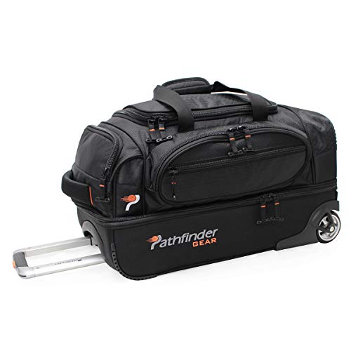 Pathfinder Gear 22 Inch Rolling Drop Bottom Duffel, Black, One Size - color: Black