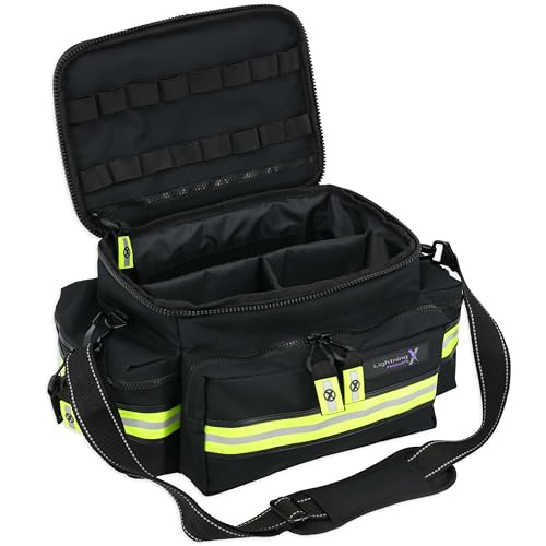 Lightning X Products Lightning X Mid-Sized First Responder EMT Bag | LXMB25 Fully Stocked w/ 240+ Aid, EMS & Trauma Supplies - Black - color: Black
