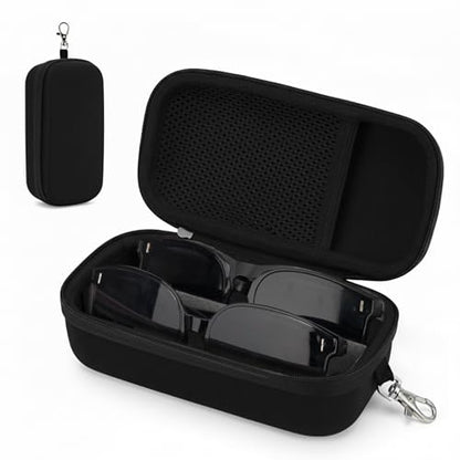 Double Eyeglasses Case,Hard Shell Glasses Case Travel Sunglasses Organizer with Adjustable Slot & Clip for Men Women - color: Black