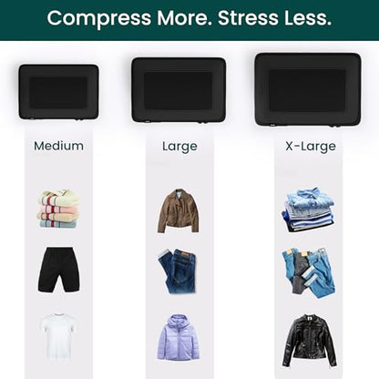 NOBL Travel Compressible Packing Cubes Set, 6 Pieces Travel Packing Organizers, Compression Luggage Cubes for Suitcases & Carry On, Space Saving (XXS, XS, S, M, L, XL) - Jet Black - color: Jet Black