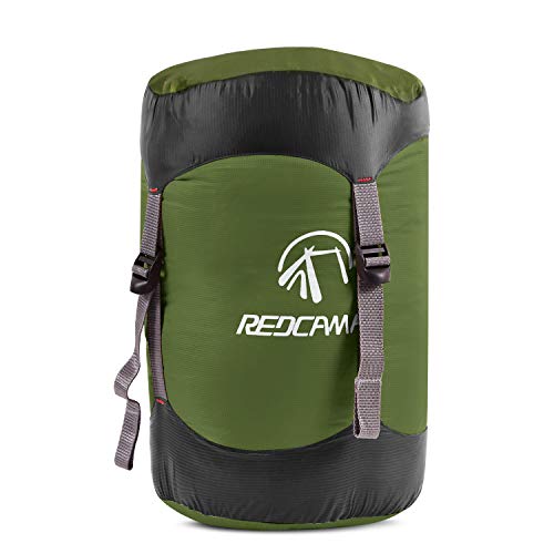 REDCAMP Nylon Compression Stuff Sack, 10L/17L/27L/40L Lightweight Sleeping Bag Compression Sack Great for Backpacking, Hiking and Camping,Blue/Yellow/Army Green/Black - color: Army Green, size: Large