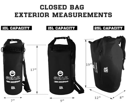 Enthusiast Gear Insulated Dry Bag Floating Cooler – 10L / 15L / 25L Roll Top, Leak Proof, Waterproof, Collapsible, with Padded Shoulder Strap - Perfect for Kayaking Fishing Beach - color: Black, size: 10 Liter