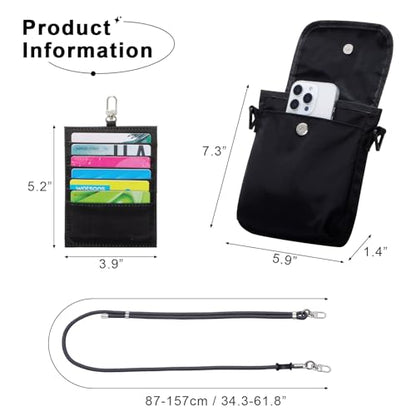 HUA ANGEL Small Crossbody Bag for Women, Phone Lanyard for Women/Men, Cell Phone Purses with Detachable 6-Layer Card Holder - color: Black