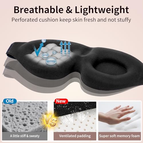 NEWVANGA Sleep Mask for Back and Side Sleeper, Block Out Light, Luxury Sleeping Eye Mask of 3D Night Blindfold, Zero Pressure Breathable Travel Eye Cover Grey - color: Grey