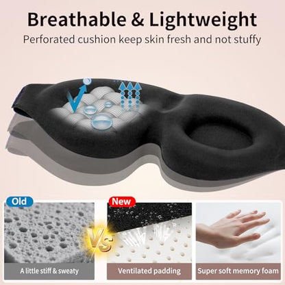 NEWVANGA Sleep Mask for Back and Side Sleeper, Block Out Light, Luxury Sleeping Eye Mask of 3D Night Blindfold, Zero Pressure Breathable Travel Eye Cover Grey - color: Grey