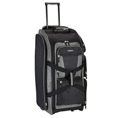 Travelers Club Xpedition 30 Inch Multi-Pocket Upright Rolling Duffel Bag - color: Charcoal Grey