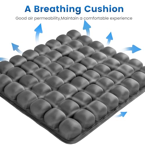 Travel Seat Cushion for Airplane, 56 Bubbles Portable Air Seat Cushions, Coccyx Tailbone Pain Relief Chair Pad, Inflatable Cushion for Office Chair, Wheelchair, Camping, Home Living (Grey) - color: Grey