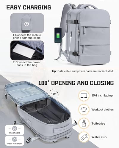 wepadre Vacuum Backpack Travel with Pump Travel Backpack with Vacuum System Expandable Vacpack Compression Backpacks for Travel Easy Vac Pack Carry on Luggage Grey - color: Grey