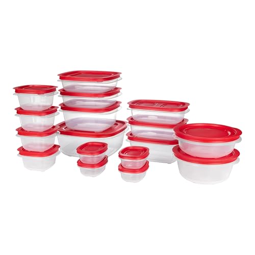 Rubbermaid EasyStore Rectangle, Square, and Round Containers, 34-Piece Set, Food Storage Containers, Food Storage Containers with Lids - size: 34-Piece