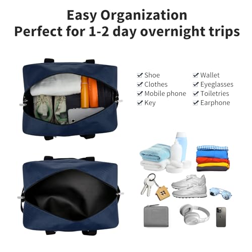 Apenze Small Gym Bag 14 inch lightweight Carry On Mini Duffel Bag for Travel Sport - Navy Blue - color: Navy Blue