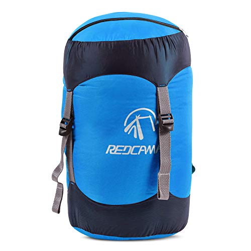 REDCAMP Nylon Compression Stuff Sack, 10L/17L/27L/40L Lightweight Sleeping Bag Compression Sack Great for Backpacking, Hiking and Camping,Blue/Yellow/Army Green/Black - color: Blue, size: Large