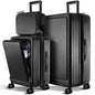 TRAVELARIM Luggage Sets 3 Piece, 20 Inch Carry on Luggage and 28 Inch Suitcases with Wheels Spinner, Durable Hard Shell Suitcase Set, Expandable Travel Suitcase, Jet Black - color: Jet Black, size: 3 Piece Set (20"/28")