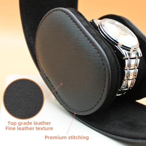 Watch Travel Case Portable Organizer - Luxury Watch Roll Travel Box Recycled Leather Watch Storage and Display for Men and Women (WCASE-1-VintageBlack) - color: VintageBlack, size: Single slot