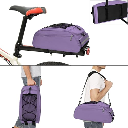 MOSISO Bike Rack Bag, Waterproof Bicycle Trunk Pannier Rear Seat Pouch Cycling Bike Carrier Backseat Storage Luggage Saddle Shoulder Bag - color: Purple