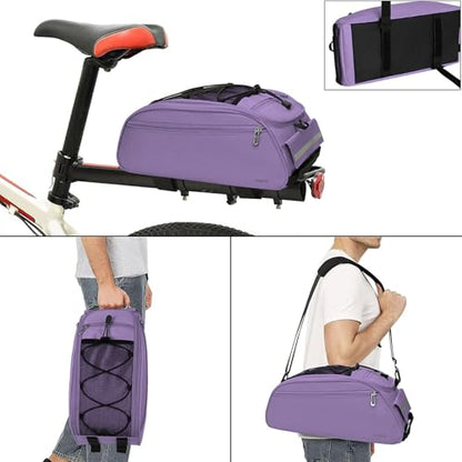 MOSISO Bike Rack Bag, Waterproof Bicycle Trunk Pannier Rear Seat Pouch Cycling Bike Carrier Backseat Storage Luggage Saddle Shoulder Bag - color: Purple