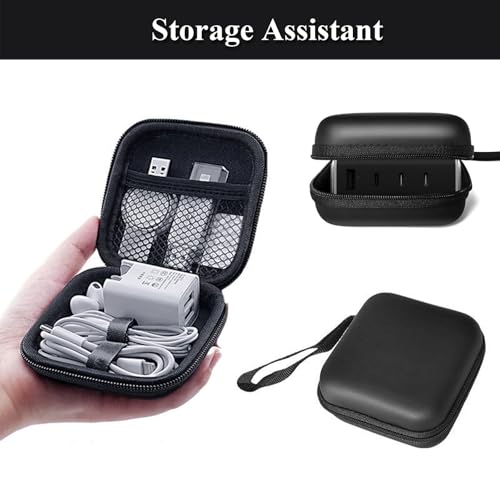 Charger Case,Mini Cable Organizer Cases,Pouch Case Bag,Small Charger Organizer,Waterproof Travel Storage Carrying Bag for USB Drives,Power Adapter,Earphones,Cords etc,Square,Black