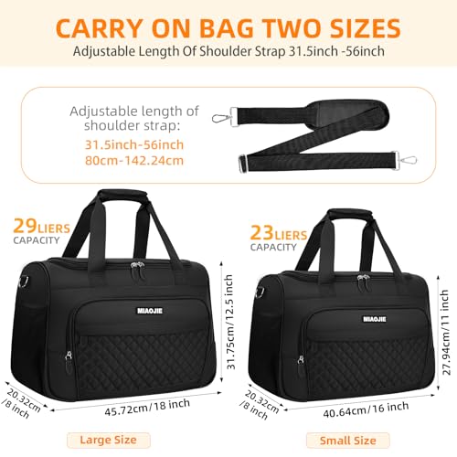 Travel Duffle Bag for Women, Underseat Carry On luggage Bag Foldable Overnight Weekender Hospital Bag Lightweight Airplanes Personal Item Travel Tote Bag for Women Birthday Gifts, 18IN Black - color: Black, size: 18IN