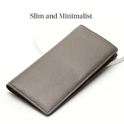 Bveyzi Ultra Slim Thin Leather RFID Blocking Credit Card Holder Bifold Clutch Wallets for Women - color: Grey
