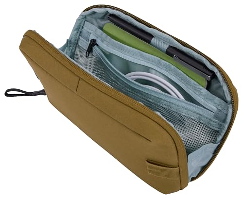 Thule Aion Travel Organizer - 2-in-1 Pouch Includes Travel Wallet and Electronics Bag - RFID Blocking Zipper Pouch - Internal Pockets to Stay Organized - 100% Recycled Waxed PFC-Free Fabric - color: Nutria