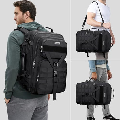 WITZMAN Carry On Travel Backpack for Men Large Convertible 45L Fit 17 Inch Laptop Backpack 3 in 1 Bag for Airline Approved(B688 Black) - color: Black