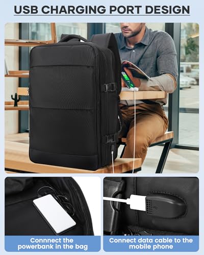 Vacuum Backpack Travel with Pump, Travel Carry On Backpack with Vacuum Compression System, Mochila de viaje compresion al vacio - Black - color: B- Black