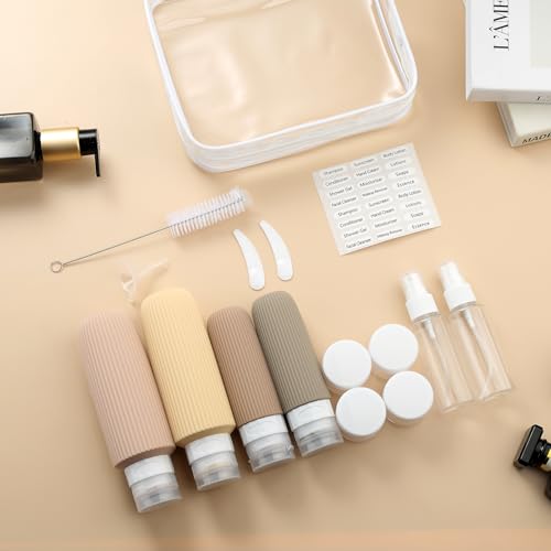Mrsdry 16 Pack Travel Bottles for Toiletries, Large 6oz Silicone Travel Containers, Leak Proof Refillable Liquid Shampoo And Conditioner Travel Essentials - color: Apricot, size: Large