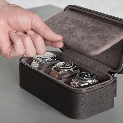 Genuine Leather 2 Watch Travel Case (Brown) - color: Brown, size: 2 Watch Case