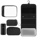Toncoke Travel Toiletry Bag Set, Hanging Toiletry Bag Premium Faux Leather, Toiletry Bag for Women & Men, Travel Essentials Makeup Bag Water-resistant (Faux Leather Black) - color: Faux Leather Black