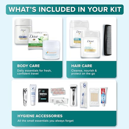 20 Piece Unisex Travel Hygiene Kit with Toiletries & Personal Care Essentials, TSA-Compliant, Individual and Bulk Packs Available - size: 1 Pack
