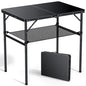 Anbte 3ft Camping Table Foldable with Storage Net, 3 Heights Max 29.5" Aluminum Camping Table with Portable Handle, Lightweight, for Travel Outdoor Beach Picnic Patio Indoor, 36" x 24", Pure Black - size: 36"L x 24"W x 29.5H"